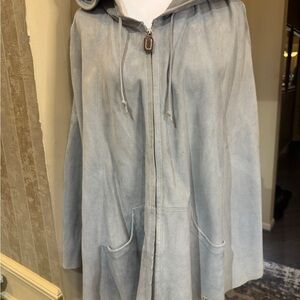 Women's Gray UGG Hooded Ultra Suede Poncho Jacket (M)